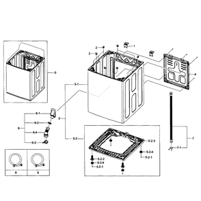 Frame Assembly Diagram and Parts List for WA484DSHASU A1-01 Samsung Washer