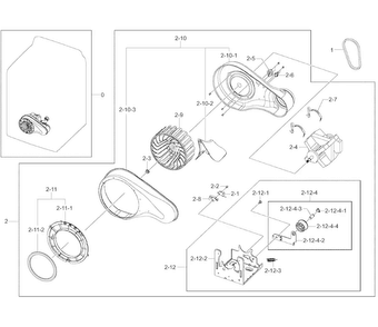 Motor Duct Diagram and Parts List for DV45H7000GW A2-0002 Samsung Dryer
