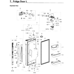 Fridge Door L Diagram and Parts List for RF22K9581SR AA-01 Samsung Refrigerator