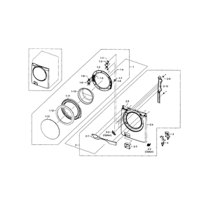 Frame Front And Door Diagram and Parts List for WF448AAW XAA-05 Samsung Washer