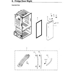 Right Door Diagram and Parts List for RF220NCTASG AA-0000 Samsung Refrigerator