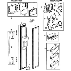 Left Door Diagram and Parts List for RS267LBRS XAA-0000 Samsung Refrigerator