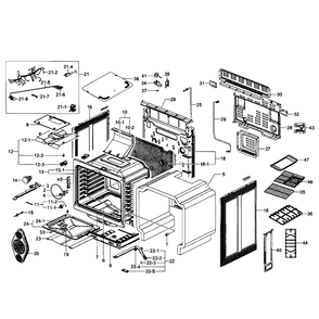 Cavity Assembly Diagram and Parts List for FX710BGS XAA-02 Samsung Range