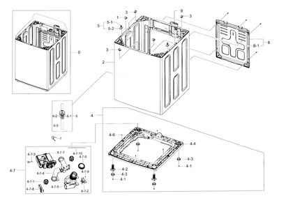 Frame Diagram and Parts List for WA48J7770AP A2-0000 Samsung Washer