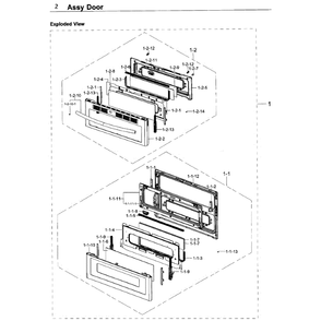 Door Diagram and Parts List for NE58K9850WG AA-0000 Samsung Range