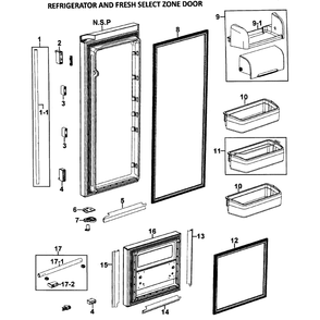 Right Doors Diagram and Parts List for RM255LARS XAA-00 Samsung Refrigerator