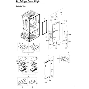Fridge Door R Diagram and Parts List for RF23HTEDBSR AA-09 Samsung Refrigerator