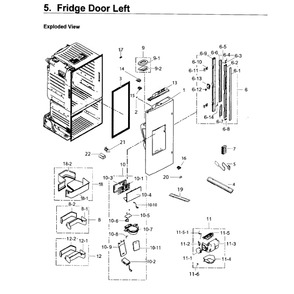Fridge Door L Diagram and Parts List for RF263BEAESP AA-04 Samsung Refrigerator