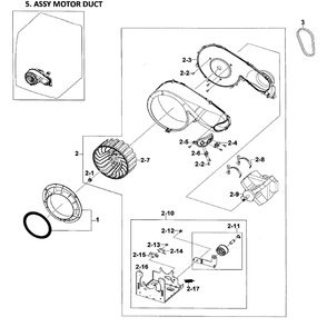 Motor Assembly Diagram and Parts List for DV209AEW XAA-01 Samsung Dryer