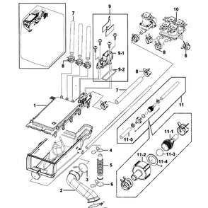 Drawer Housing Diagram and Parts List for WF448AAP XAA-0008 Samsung Washer