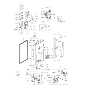 Fridge Door L Diagram and Parts List for RF34H9960S4 AA-0005 Samsung Refrigerator