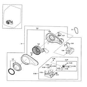 Motor Assembly Diagram and Parts List for DV395ETPAWR A1-0000 Samsung Dryer