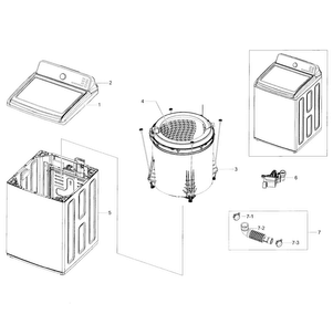 Main Diagram and Parts List for WA40J3000AW A2-0001 Samsung Washer
