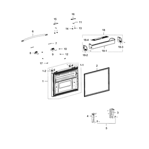 Freezer Door Diagram and Parts List for RFG297HDWP XAA-04 Samsung Refrigerator