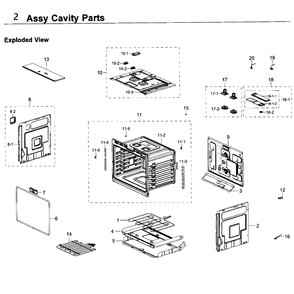 Cavity Diagram and Parts List for NV51K6650SS AA-0000 Samsung Wall Oven