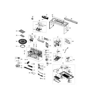 Cavity Assembly Diagram and Parts List for ME21H706MQS AA-00 Samsung Microwave