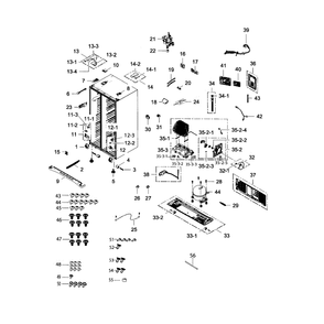 Cabinet Diagram and Parts List for RS25H5111BC AA-0001 Samsung Refrigerator