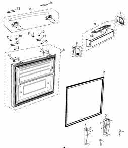 Freezer Door Diagram and Parts List for RF26XAERS XAA Samsung Refrigerator