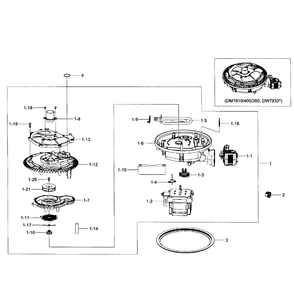 Pump Assembly Diagram and Parts List for DW7933LRABB AA-01 Samsung Dishwasher