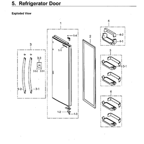 Right Door Diagram and Parts List for RS25H5111SG AA-0000 Samsung Refrigerator