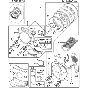 Durum Assembly Diagram and Parts List for DV448AGW XAA-0002 Samsung Dryer