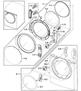 Front Assy Diagram and Parts List for DV331AGW XAA-0000 Samsung Dryer