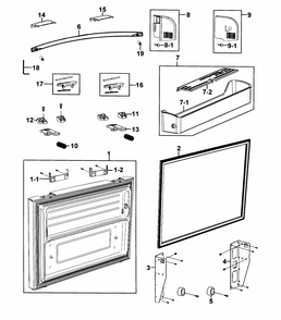 Freezer Door Diagram and Parts List for RF268ACPN XAA-0001 Samsung Refrigerator
