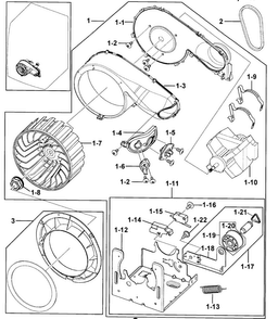 Motor Assy Diagram and Parts List for DV219AGB XAA-0000 Samsung Dryer