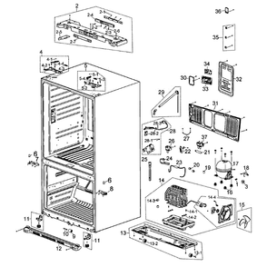 Cabinet Diagram and Parts List for RF263AEBP XAA-00 Samsung Refrigerator