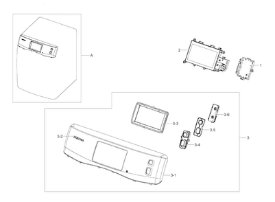 Control Panel Diagram and Parts List for DV457EVGSGR AA-0000 Samsung Dryer