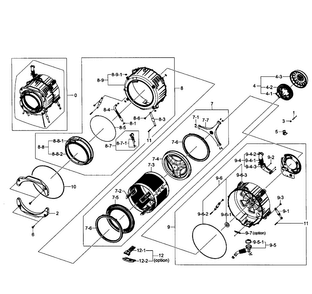Drum Assy Diagram and Parts List for WF363BTBEUF A1-0001 Samsung Washer