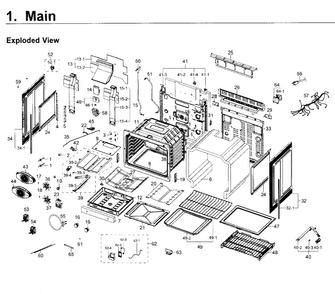 Main Asy Diagram and Parts List for NX58K7850SS AA-0000 Samsung Range