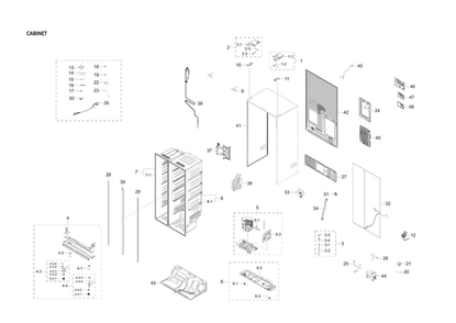 Cabinet Parts Diagram and Parts List for RS22T5561SR AA-00 Samsung Refrigerator
