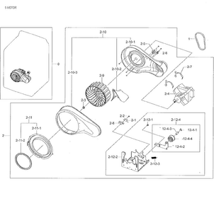 Motor Duct Diagram and Parts List for DV48J7700GW A2-0001 Samsung Dryer