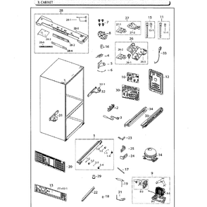 Cabinet Diagram and Parts List for RF261BEAESG AA-02 Samsung Refrigerator