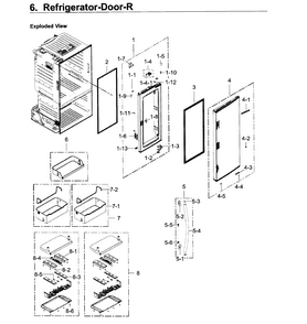 Fridge Door R Diagram and Parts List for RF22KREDBSR AA-0002 Samsung Refrigerator