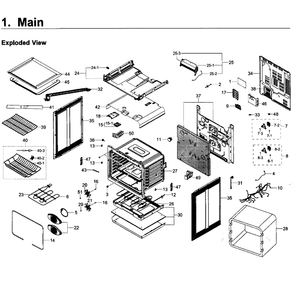 Main Assembly Diagram and Parts List for NE58K9500SG AA-0001 Samsung Range