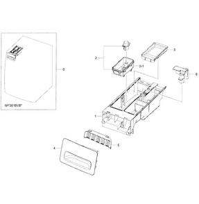 Drawer Assy Diagram and Parts List for WF361BVBEWR A2-0001 Samsung Washer