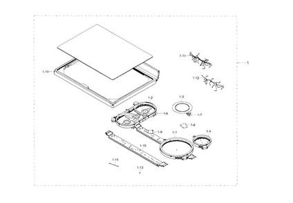Cooktop Diagram and Parts List for NE59J7630SB AA-0002 Samsung Range