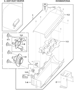 Heater Assy Diagram and Parts List for DV448AEP XAA-0002 Samsung Dryer