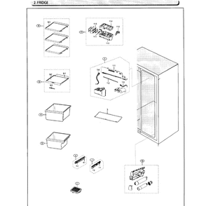 Refrigerator Diagram and Parts List for RS25J500DWW AA-01 Samsung Refrigerator