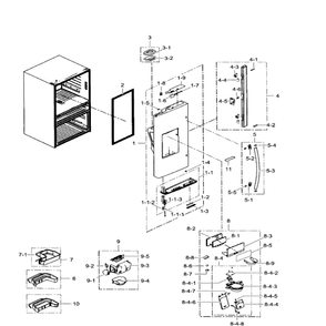 Left Door Diagram and Parts List for RF31FMEDBWW AA-01 Samsung Refrigerator