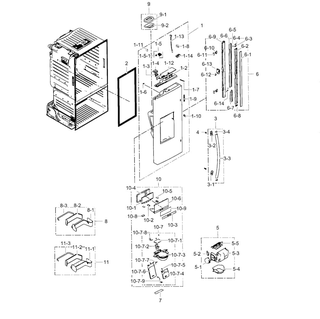 Fridge Door L Diagram and Parts List for RF323TEDBSR AA-0004 Samsung Refrigerator