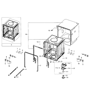 Tub Diagram and Parts List for DW80J7550US AA-01 Samsung Dishwasher