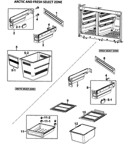 Baskets Assy Diagram and Parts List for RM257ABRS XAA-0000 Samsung Refrigerator