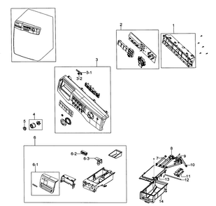 Control Panel Diagram and Parts List for WF316LAW XAA-0000 Samsung Washer