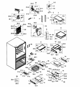 Refrigerator Diagram and Parts List for RF31FMEDBSR AA-0001 Samsung Refrigerator