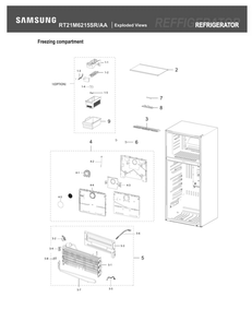 Freezer Compartment Diagram and Parts List for RT21M6215SR AA-08 Samsung Refrigerator