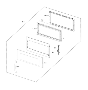 Door Assy Diagram and Parts List for SMH1816S XAA-0000 Samsung Microwave