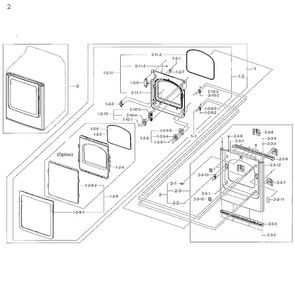 Frame Front & Door Diagram and Parts List for DV48H7400EW A2-0001 Samsung Dryer